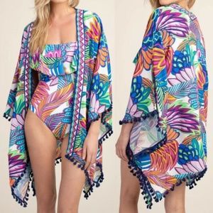 NWT $142 TRINA TURK PARADISE PLUME KIMONO COVER UP